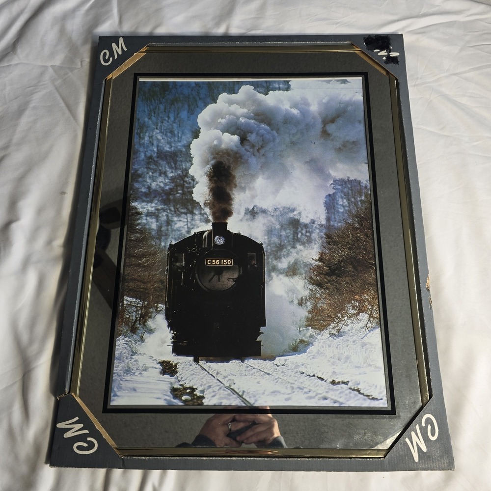 Vintage Photo Steam Engine Locomotive C56150 Train Winter Snow Smoke Frames NWT